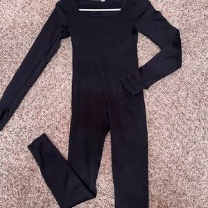 Black body-hugging jumpsuit
